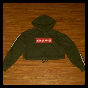 Gray Cropped Hoodie